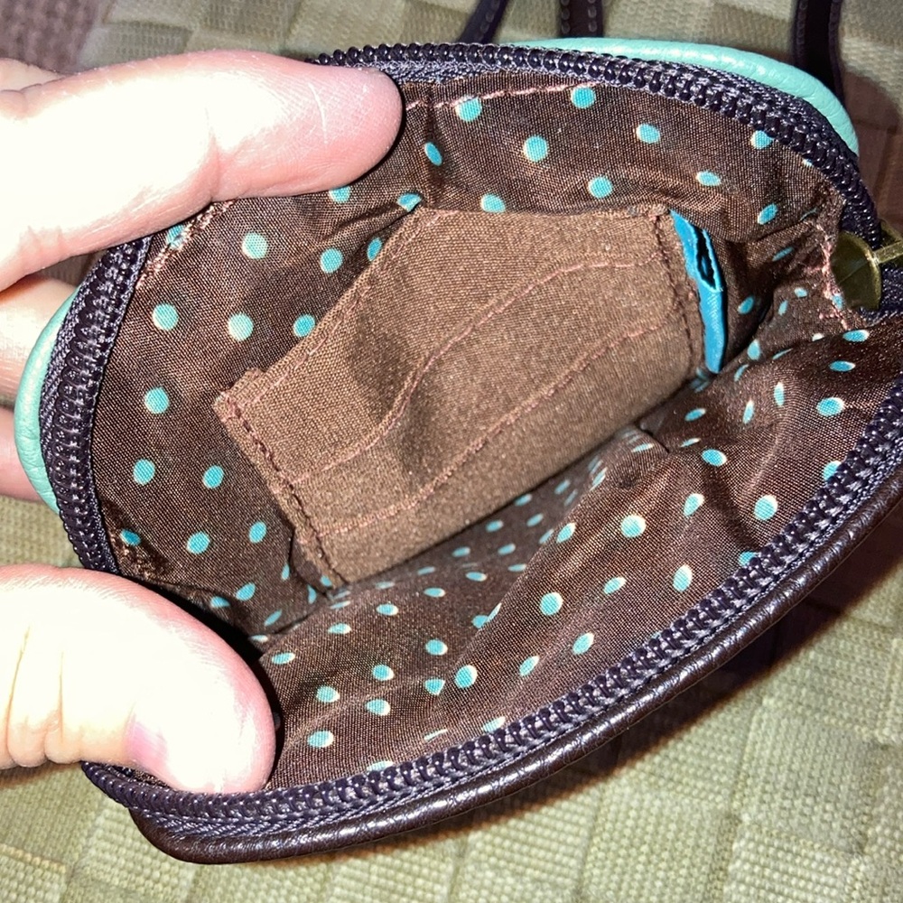CHALA Crossbody SLOTH Women's Teal Cell Purse Leather Mini bag Adjustable Strap - Picture 5 of 7